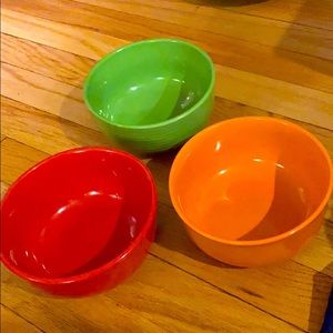 Three colorful bowls